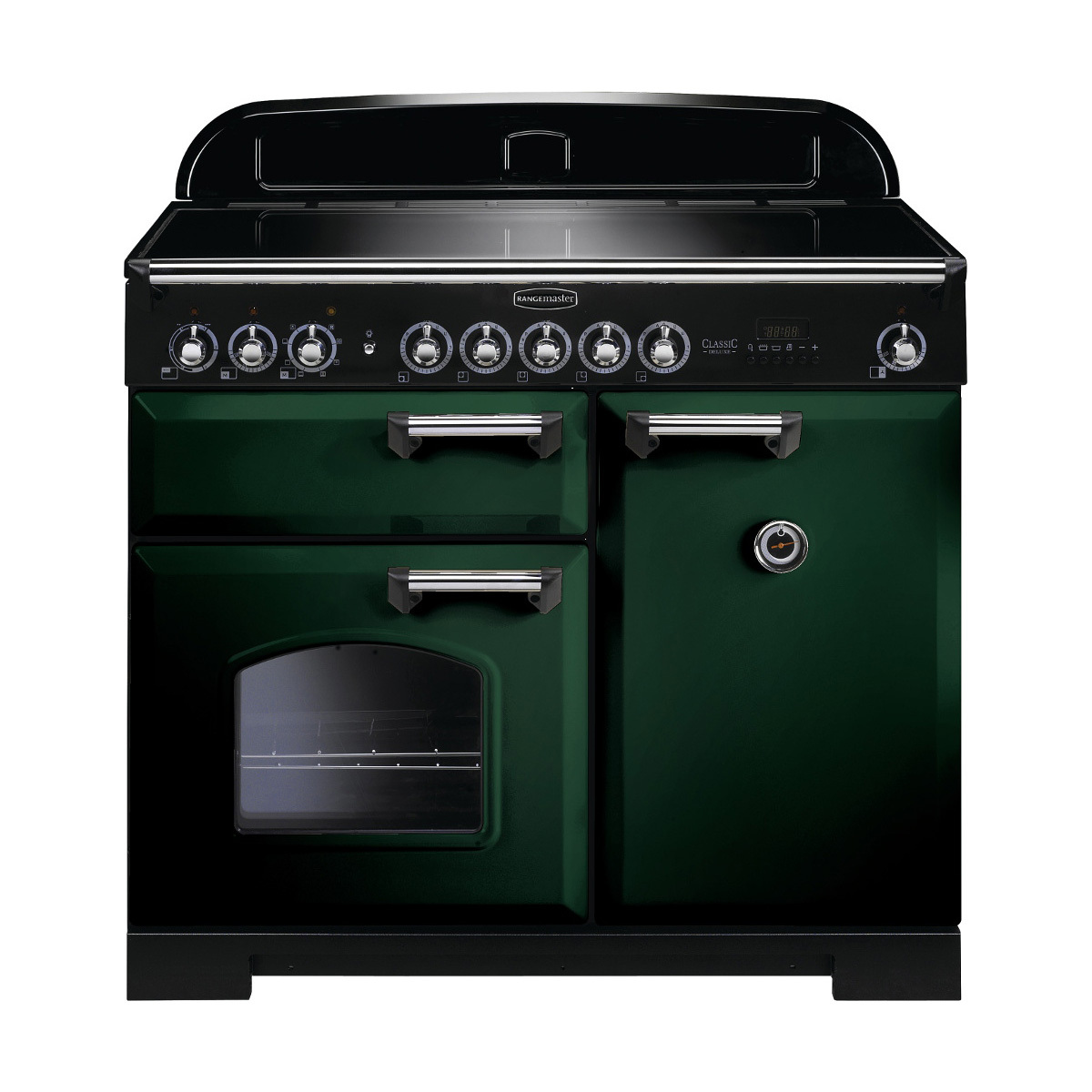 113990 CLASSIC Deluxe 100cm Induction Range Cooker, Racing Green/Chrome Trim