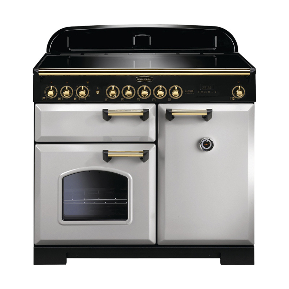 114840 CLASSIC Deluxe 100cm Induction Range Cooker, Royal Pearl/Brass Trim