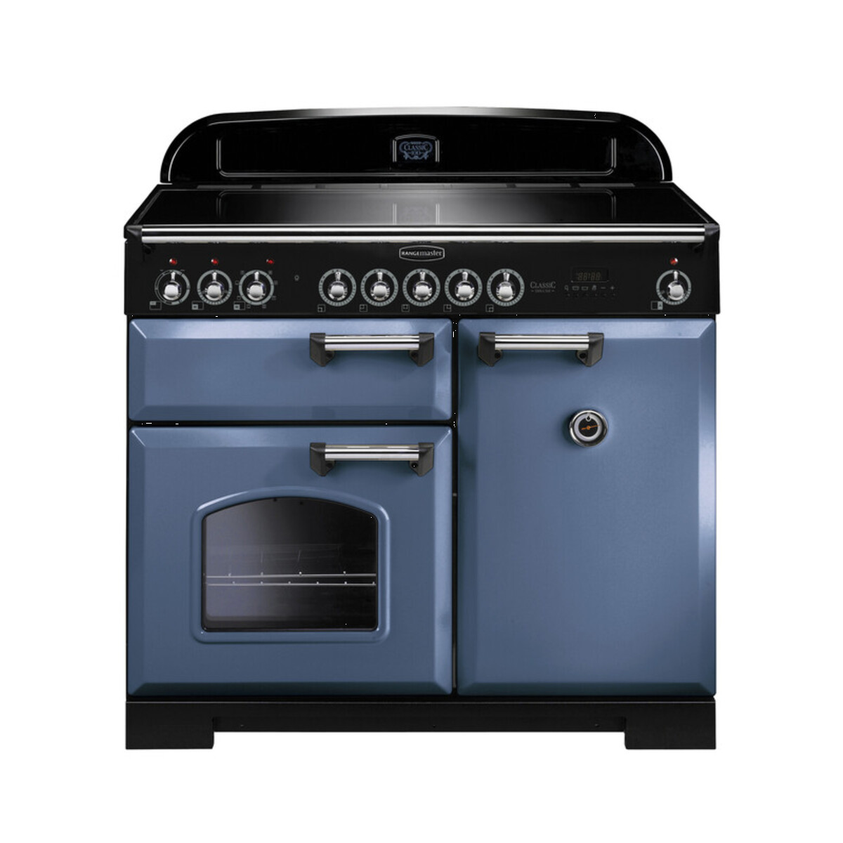 127460 CLASSIC Deluxe 100cm Induction Range Cooker, Stone Blue/Chrome Trim