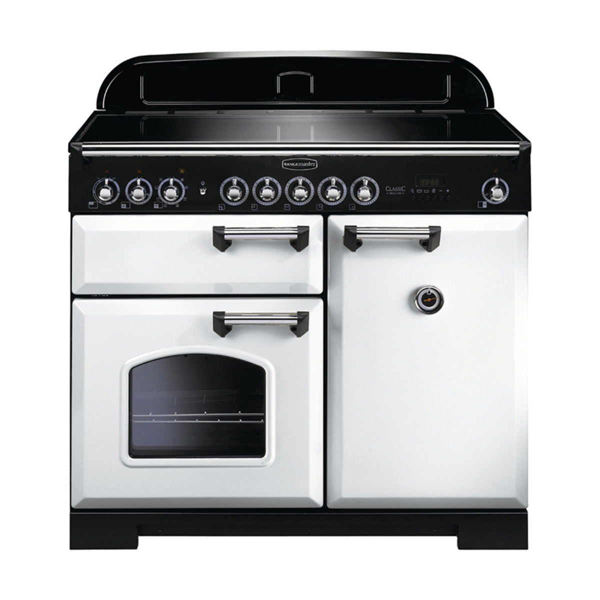 114030 CLASSIC Deluxe 100cm Induction Range Cooker, White/Chrome Trim