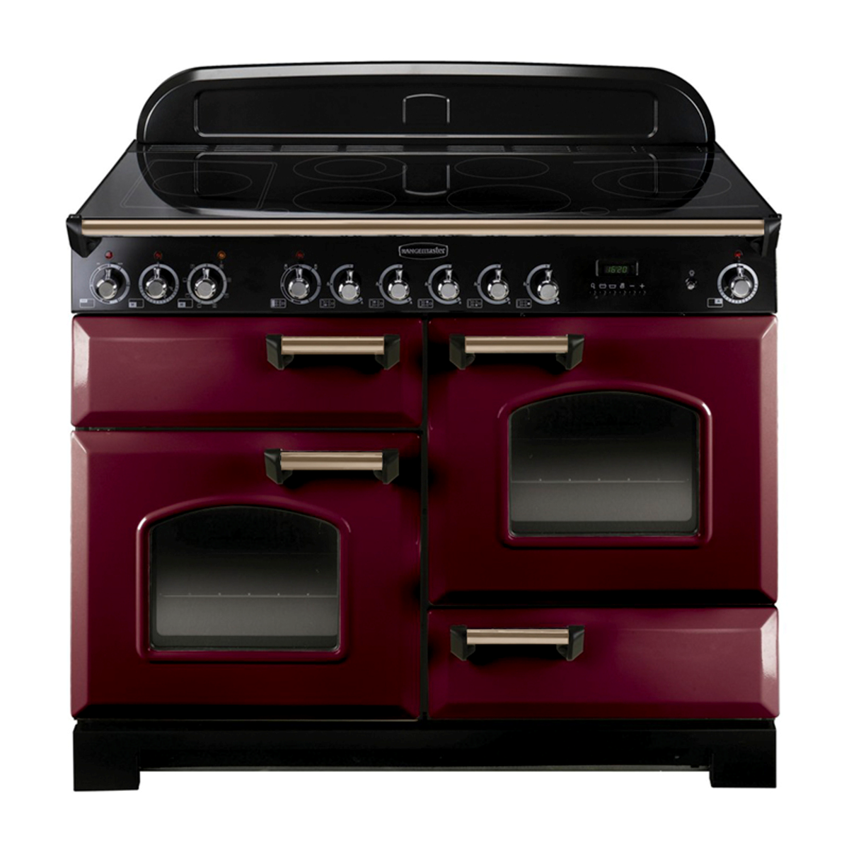 84450 CLASSIC Deluxe 110cm Ceramic Range Cooker, Cranberry/Brass Trim