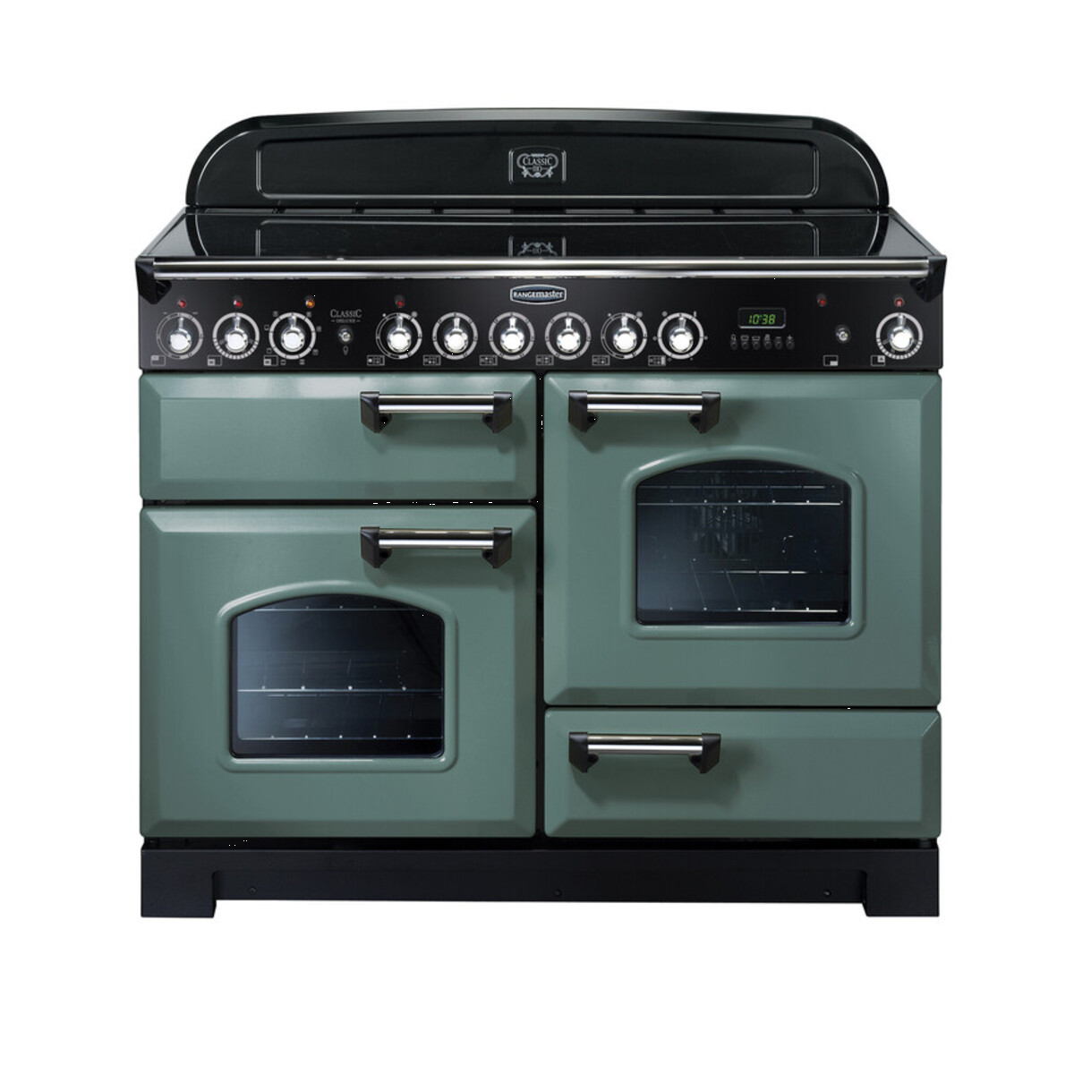 127370 CLASSIC Deluxe 110cm Ceramic Range Cooker, Mineral Green/Chrome Trim