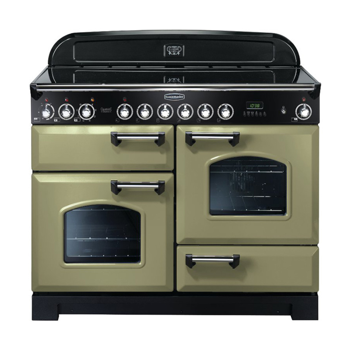 100940 CLASSIC Deluxe 110cm Ceramic Range Cooker, Olive Green/Chrome Trim