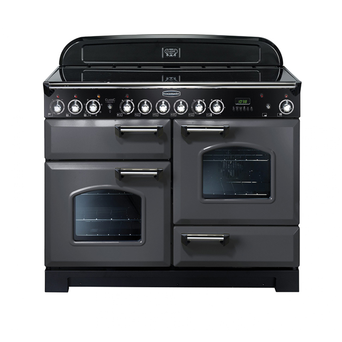 124290 CLASSIC Deluxe 110cm Ceramic Range Cooker, Slate/Chrome Trim