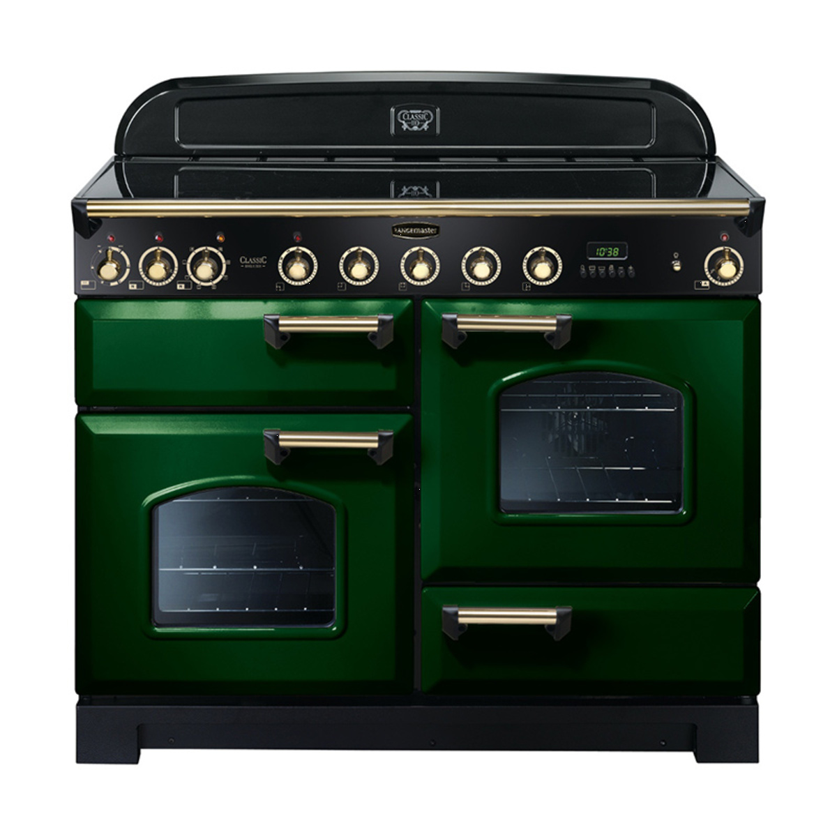 113080 CLASSIC Deluxe 110cm Induction Range Cooker, Racing Green/Brass Trim