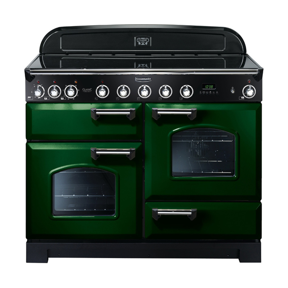 113070 CLASSIC Deluxe 110cm Induction Range Cooker, Racing Green/Chrome Trim