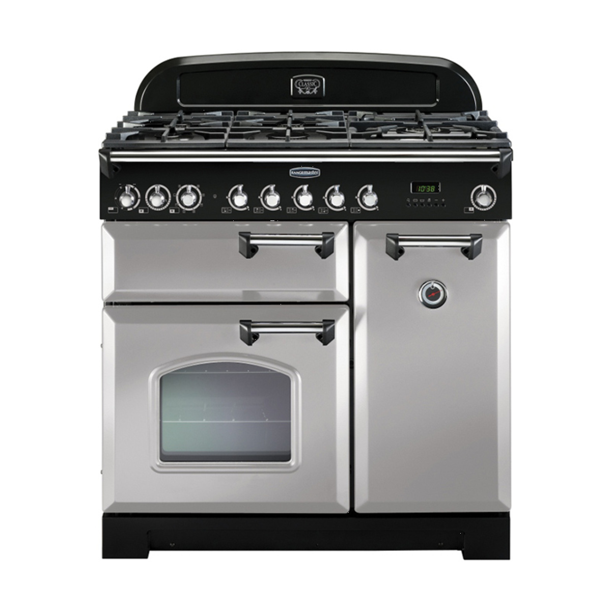 100600 CLASSIC Deluxe 90cm Dual Fuel Range Cooker, Royal Pearl/Chrome Trim