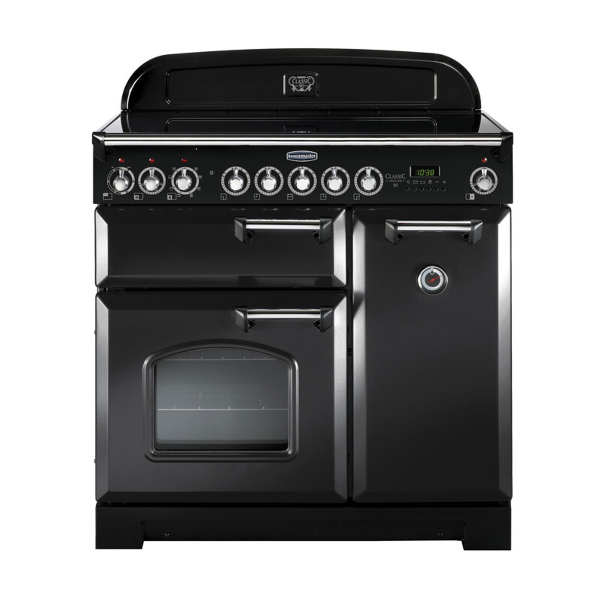 128480 CLASSIC Deluxe 90cm Ceramic Range Cooker, Charcoal Black/Chrome Trim