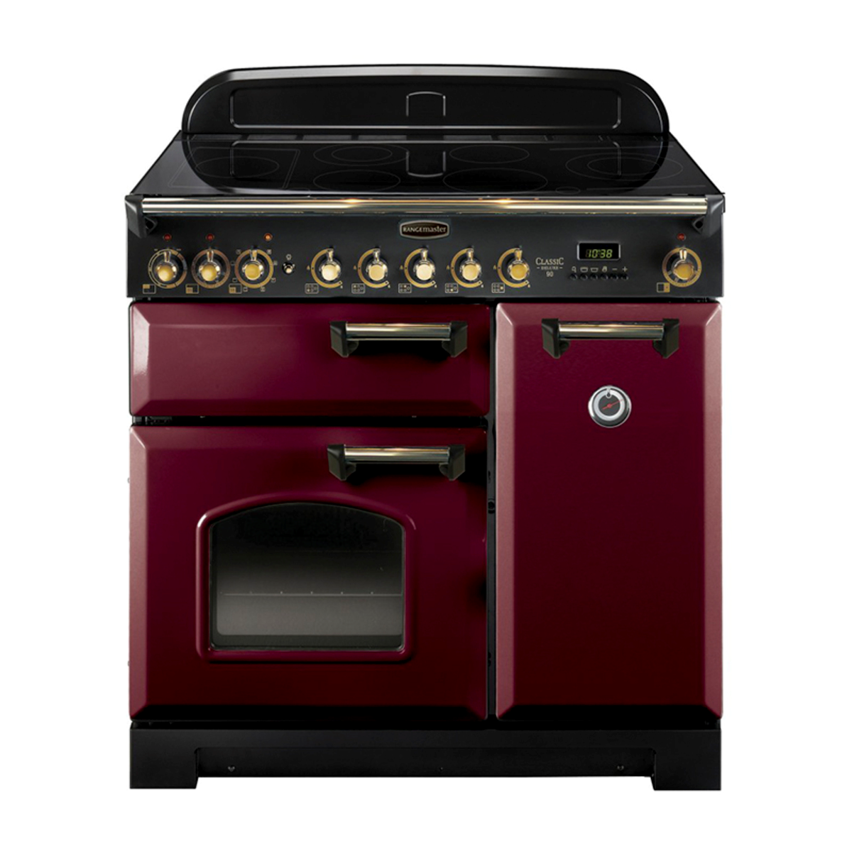 84510 CLASSIC Deluxe 90cm Ceramic Range Cooker, Cranberry/Brass Trim