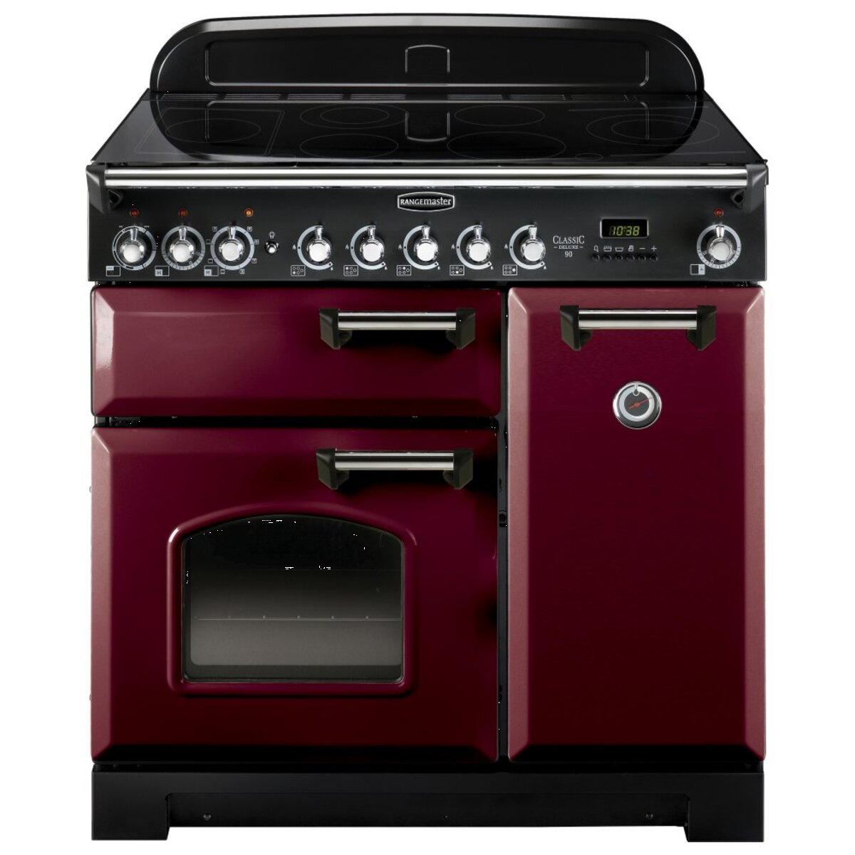 84500 CLASSIC Deluxe 90cm Ceramic Range Cooker, Cranberry/Chrome Trim