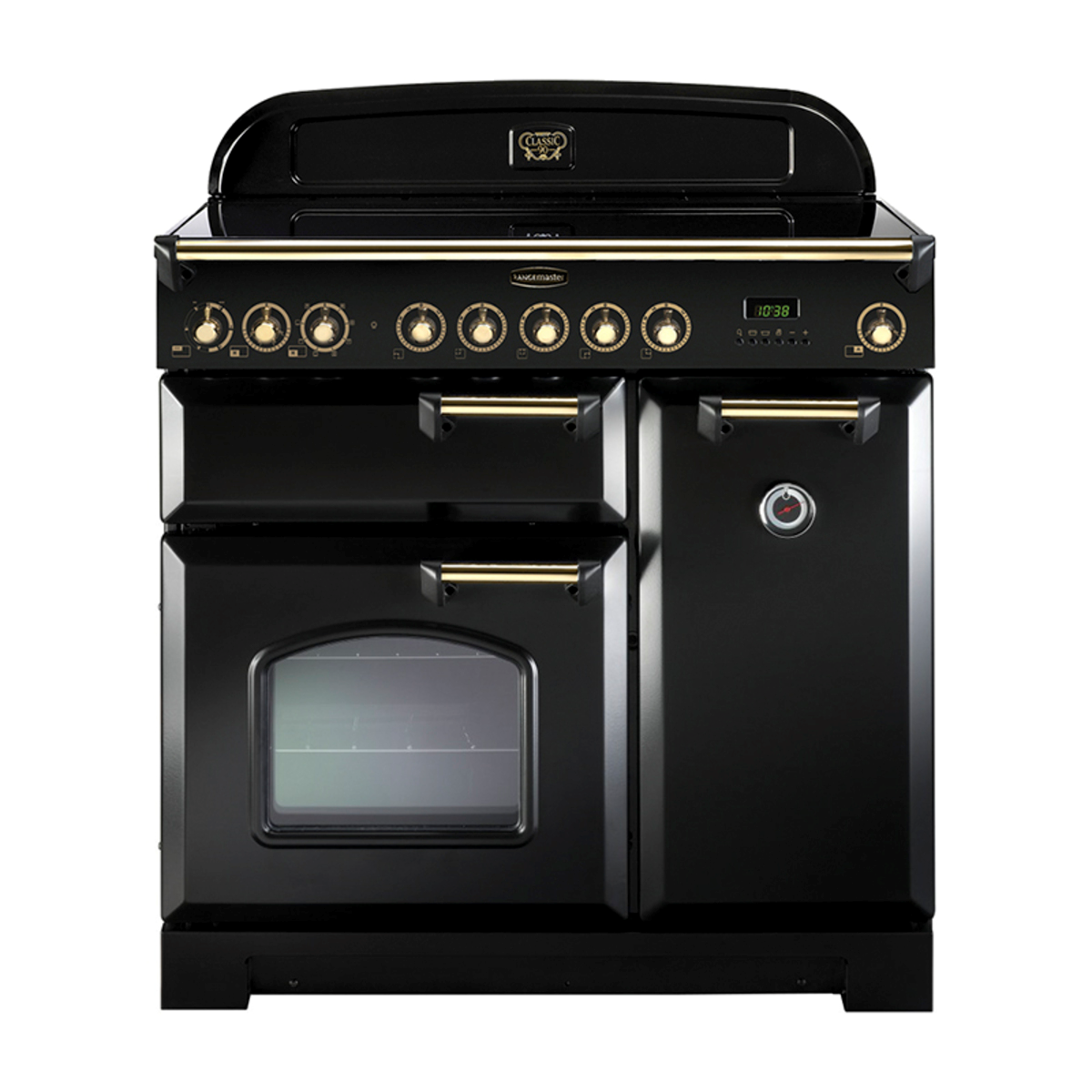 90270 CLASSIC Deluxe 90cm Induction Range Cooker, Black/Brass Trim