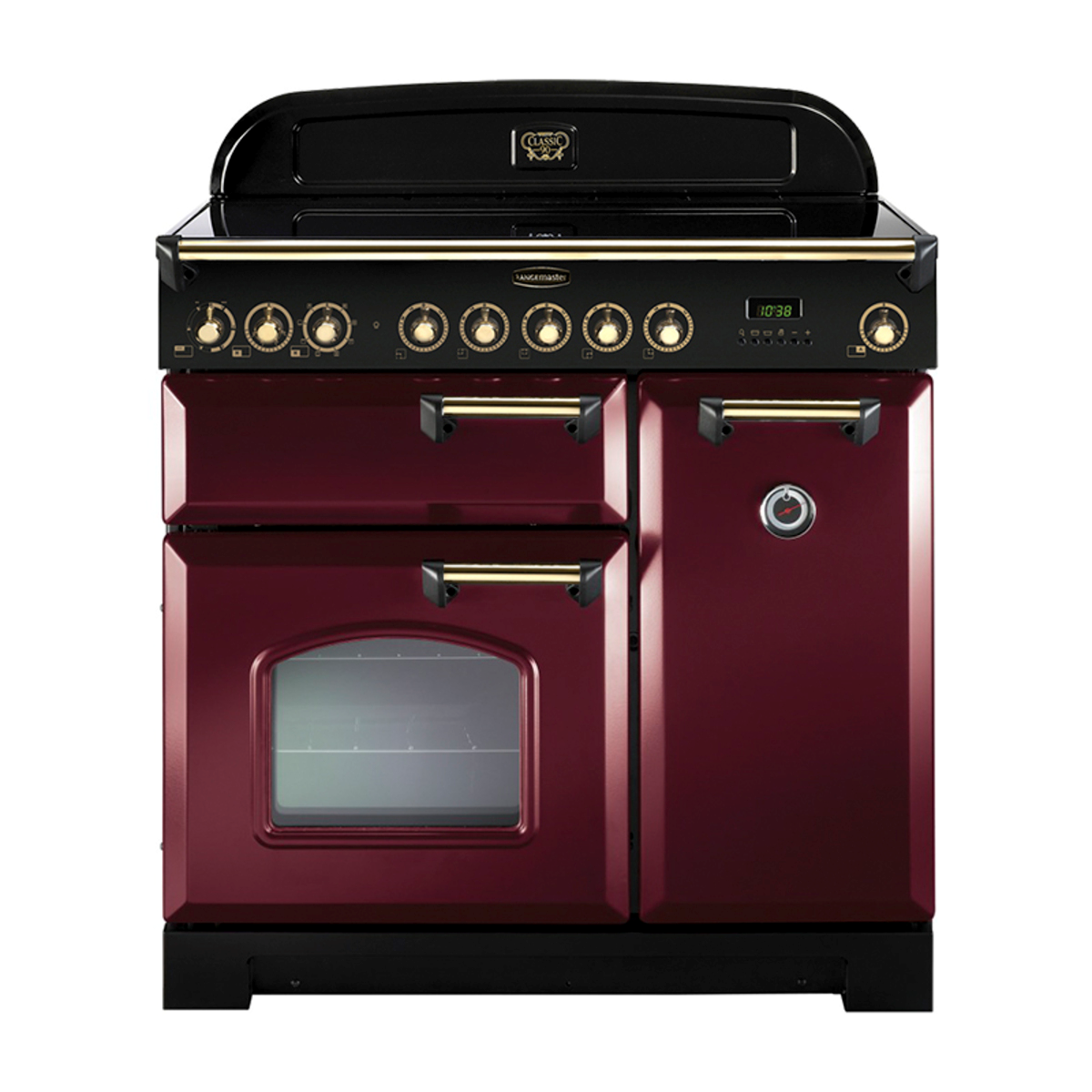 90290 CLASSIC Deluxe 90cm Induction Range Cooker, Cranberry/Brass Trim