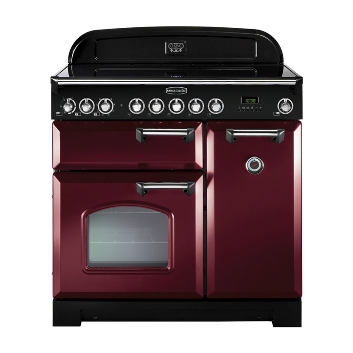 90240 CLASSIC Deluxe 90cm Induction Range Cooker, Cranberry/Chrome Trim