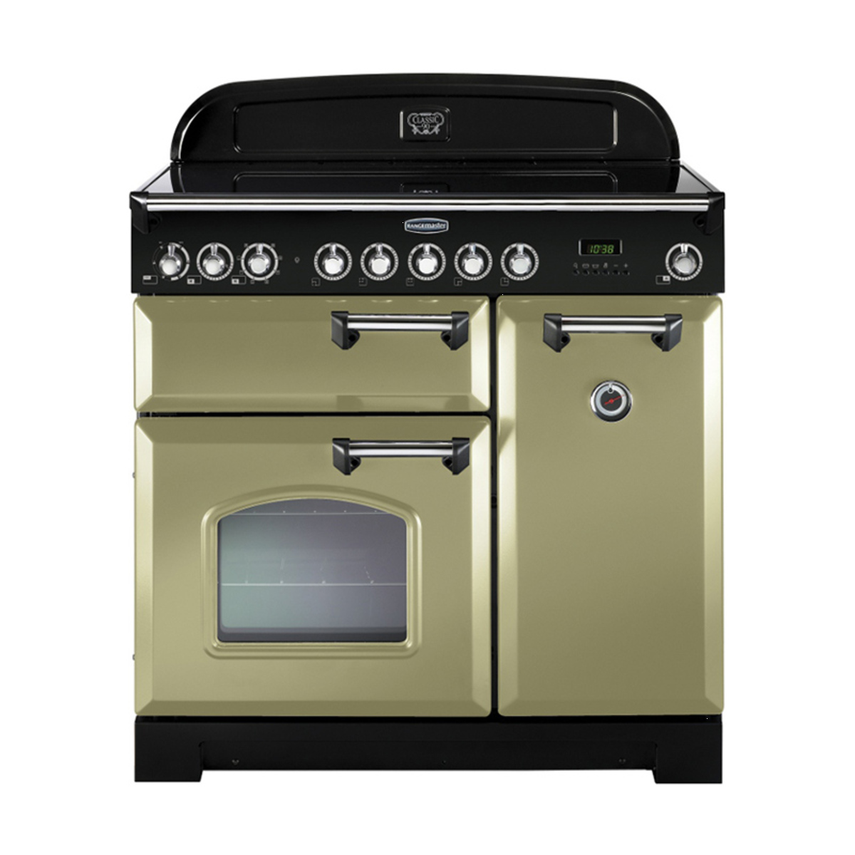 100900 CLASSIC Deluxe 90cm Induction Range Cooker, Olive Green/Chrome Trim