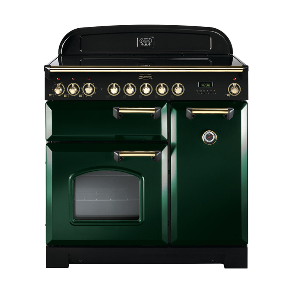 113700 CLASSIC Deluxe 90cm Induction Range Cooker, Racing Green/Brass Trim