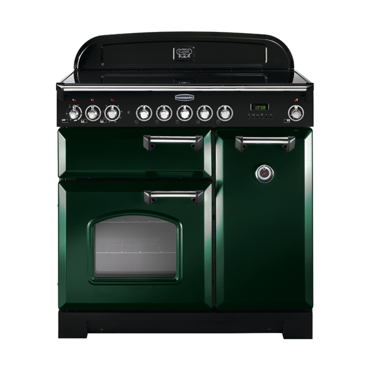 113690 CLASSIC Deluxe 90cm Induction Range Cooker, Racing Green/Chrome Trim