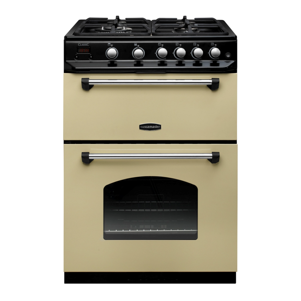 128090 CLASSIC 60cm Dual Fuel Range Cooker, Cream/Chrome Trim