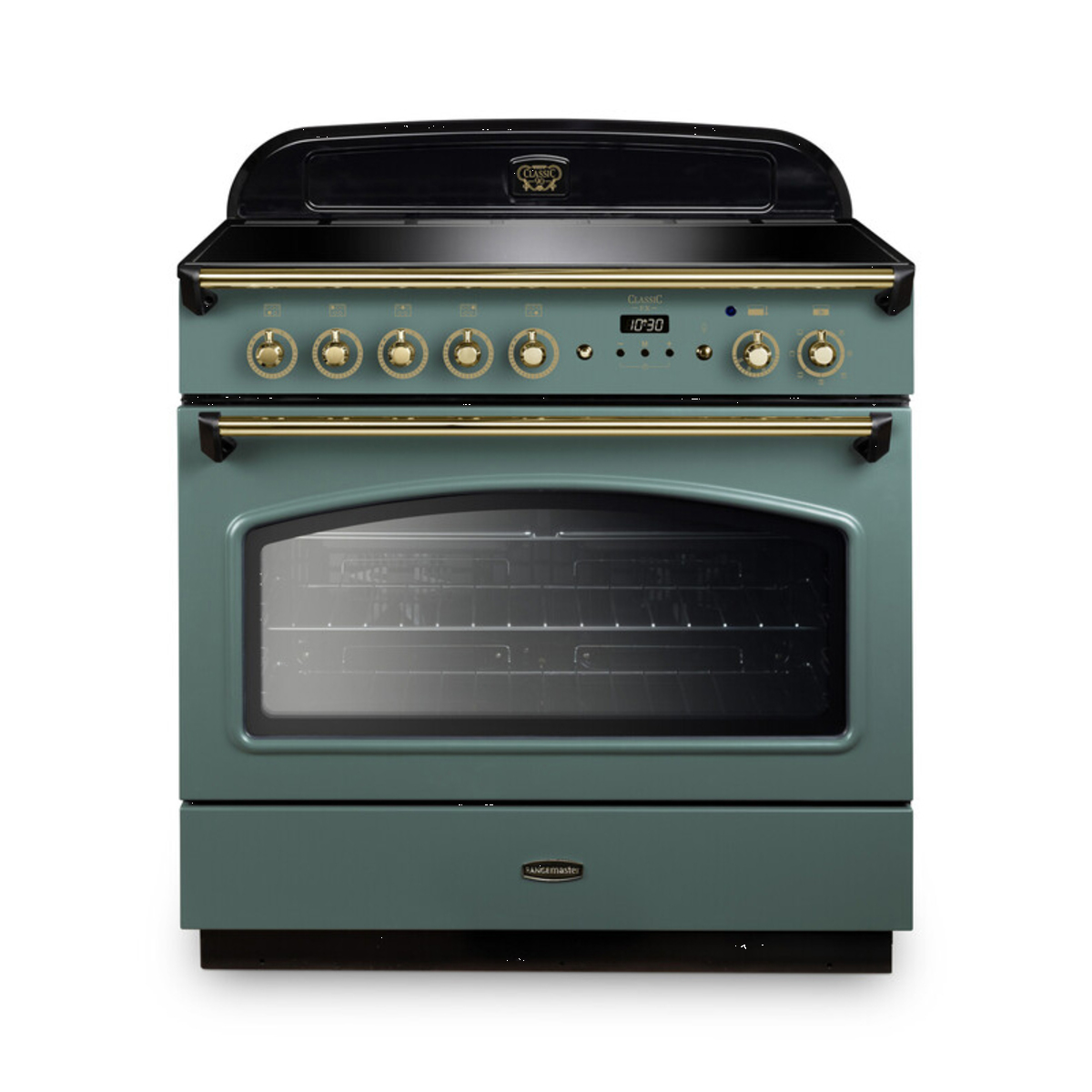 131800 CLASSIC FX 90cm Induction Fuel Range Cooker, Mineral Green/Brass Trim