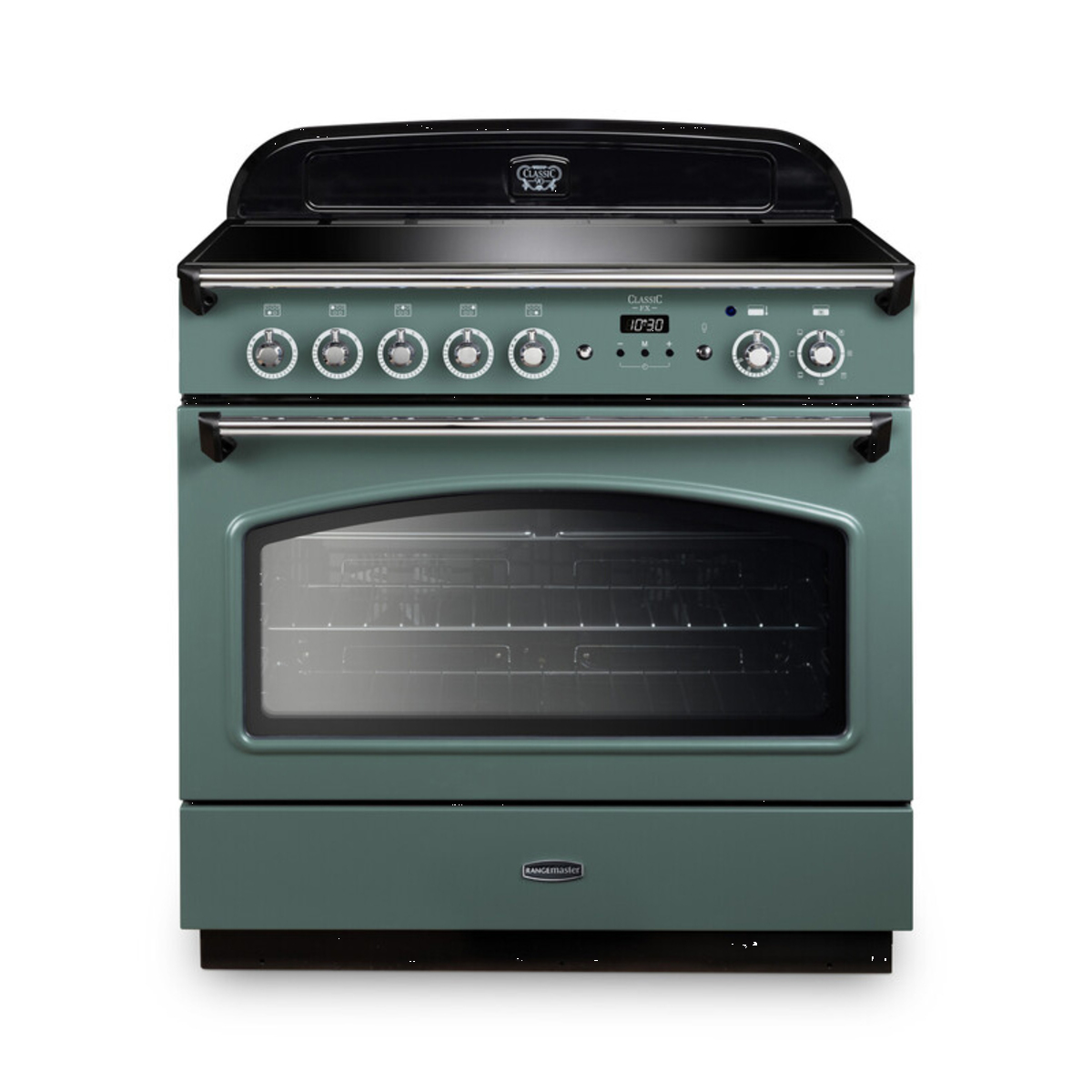 131700 CLASSIC FX 90cm Induction Fuel Range Cooker, Mineral Green/Chrome Trim