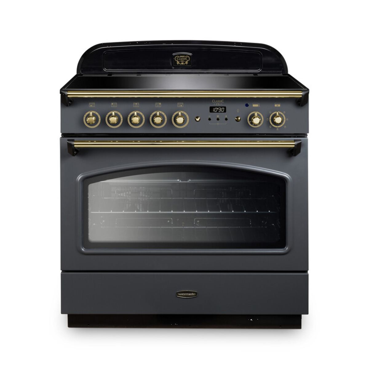 131790 CLASSIC FX 90cm Induction Fuel Range Cooker, Slate/Brass Trim