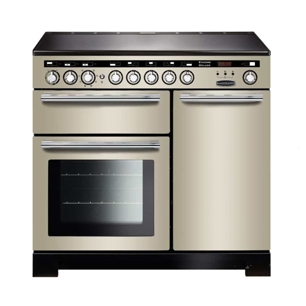 117360 ENCORE Deluxe 100cm Induction Range Cooker, Ivory/Chrome Trim