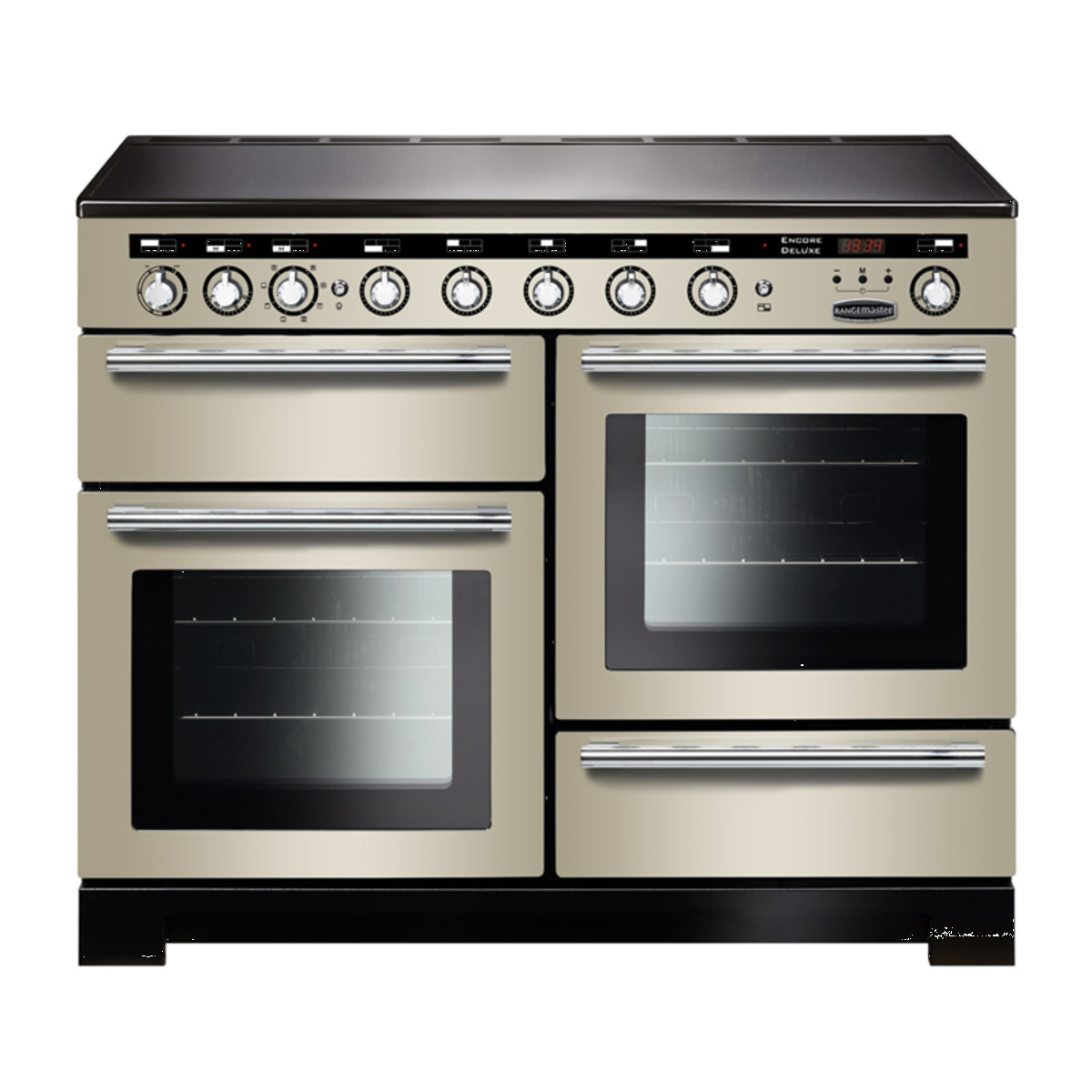 ENCORE Deluxe 110cm Induction Range Cooker Ivory Chrome Trim