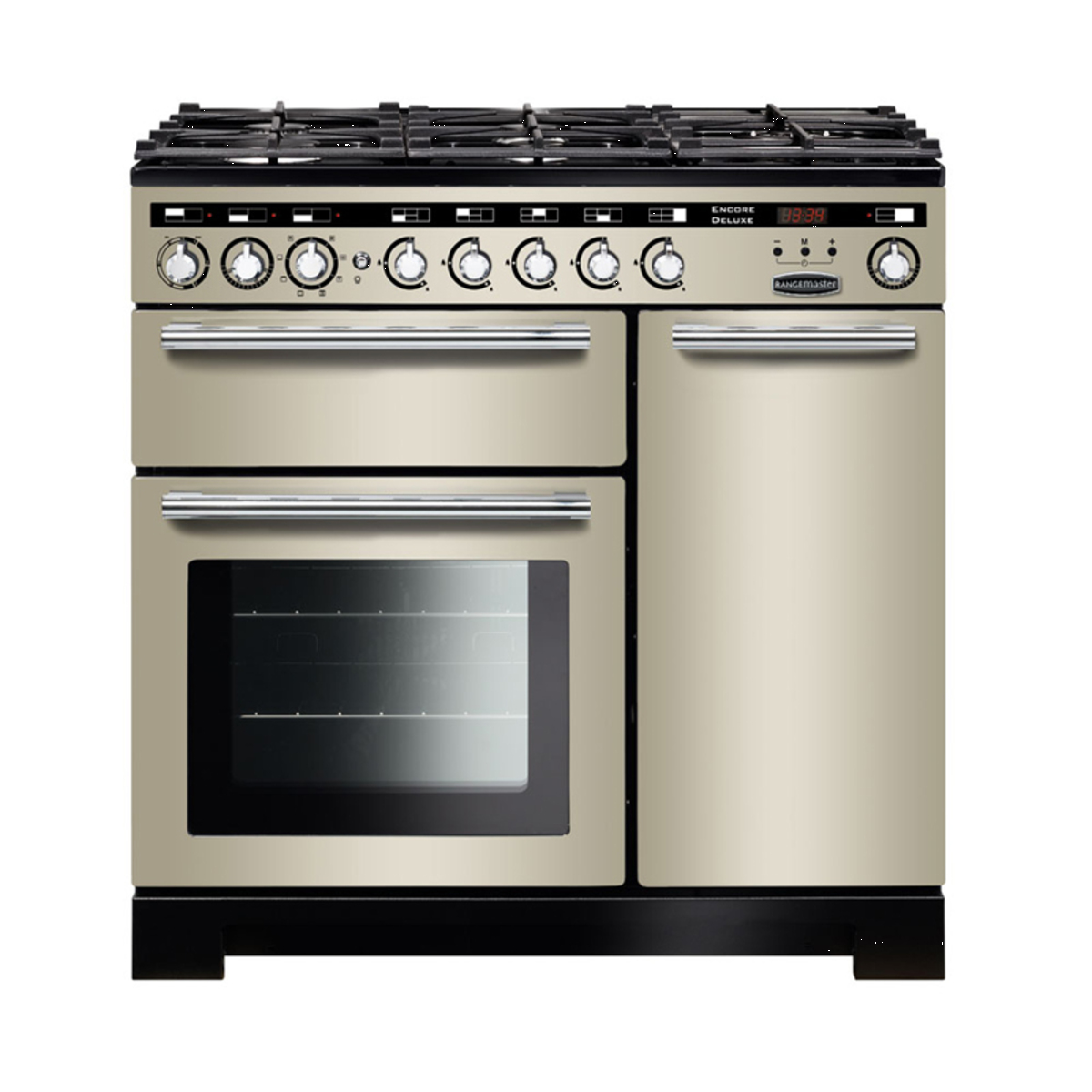 117200 ENCORE Deluxe 110cm Dual Fuel Range Cooker, Ivory/Chrome Trim