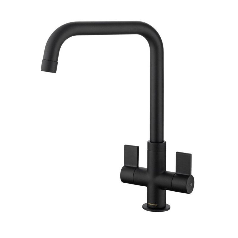 Aquaquad Dual Lever Monobloc Tap, Matt Black finish