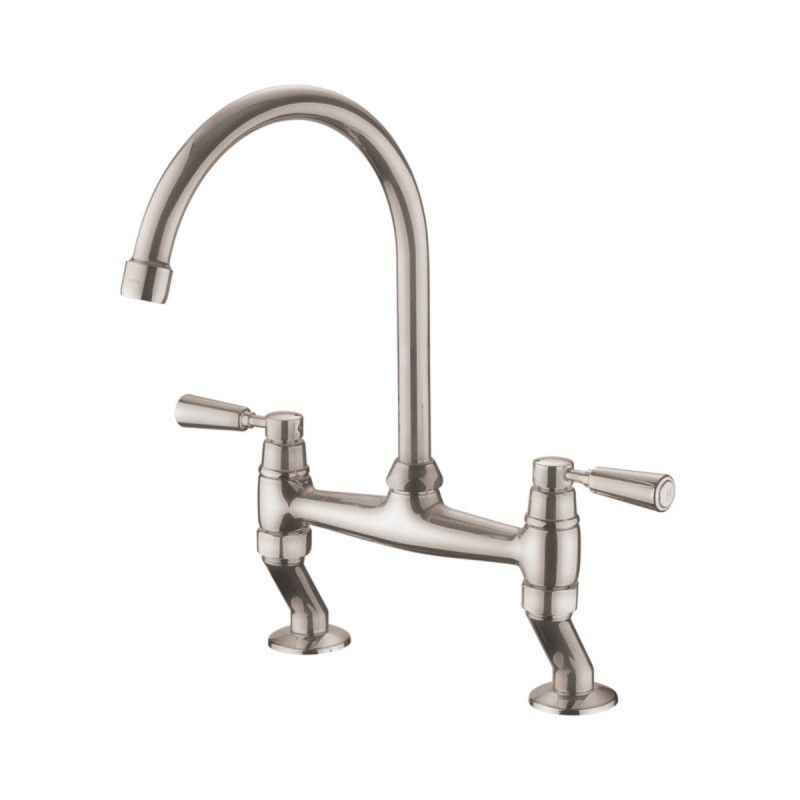 Traditional Dual Lever Bridge Tap, Brushed finish