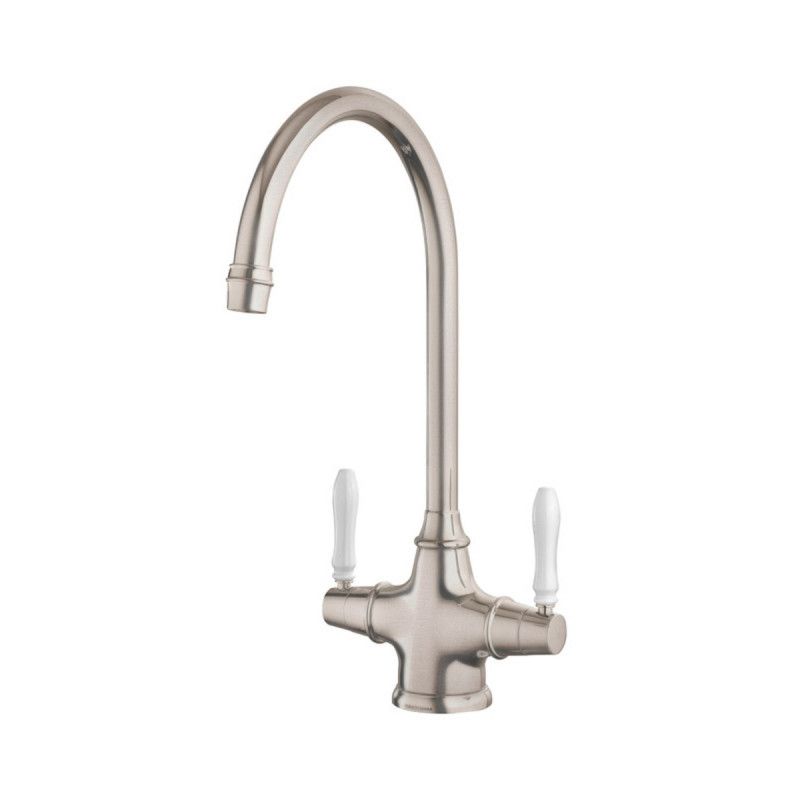 Belfast Dual Lever Monobloc Tap, Brushed finish
