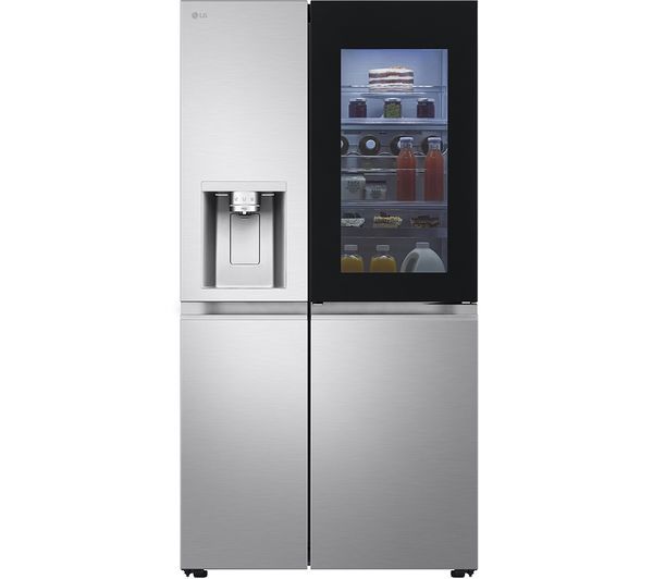 628L Instaview Side-By-Side Refrigerator, Non-Plumbed, Brushed Steel
