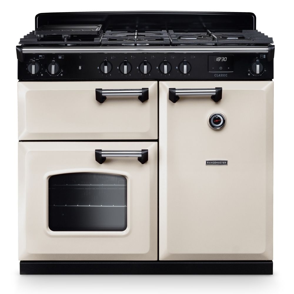 Classic 100cm Dual Fuel Cooker Pale Cream Chrome