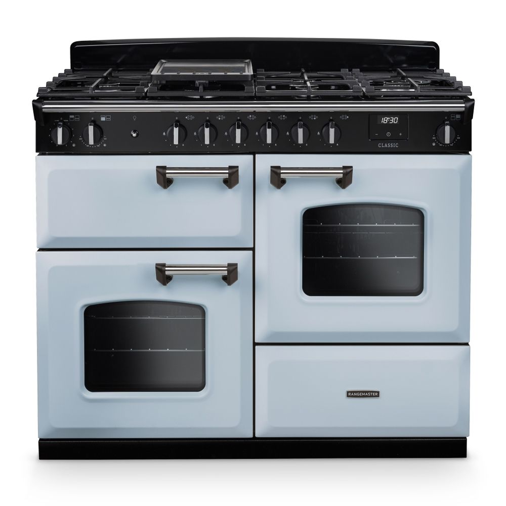 Classic OC 110cm Dual Fuel Cooker Misty Blue Chrome