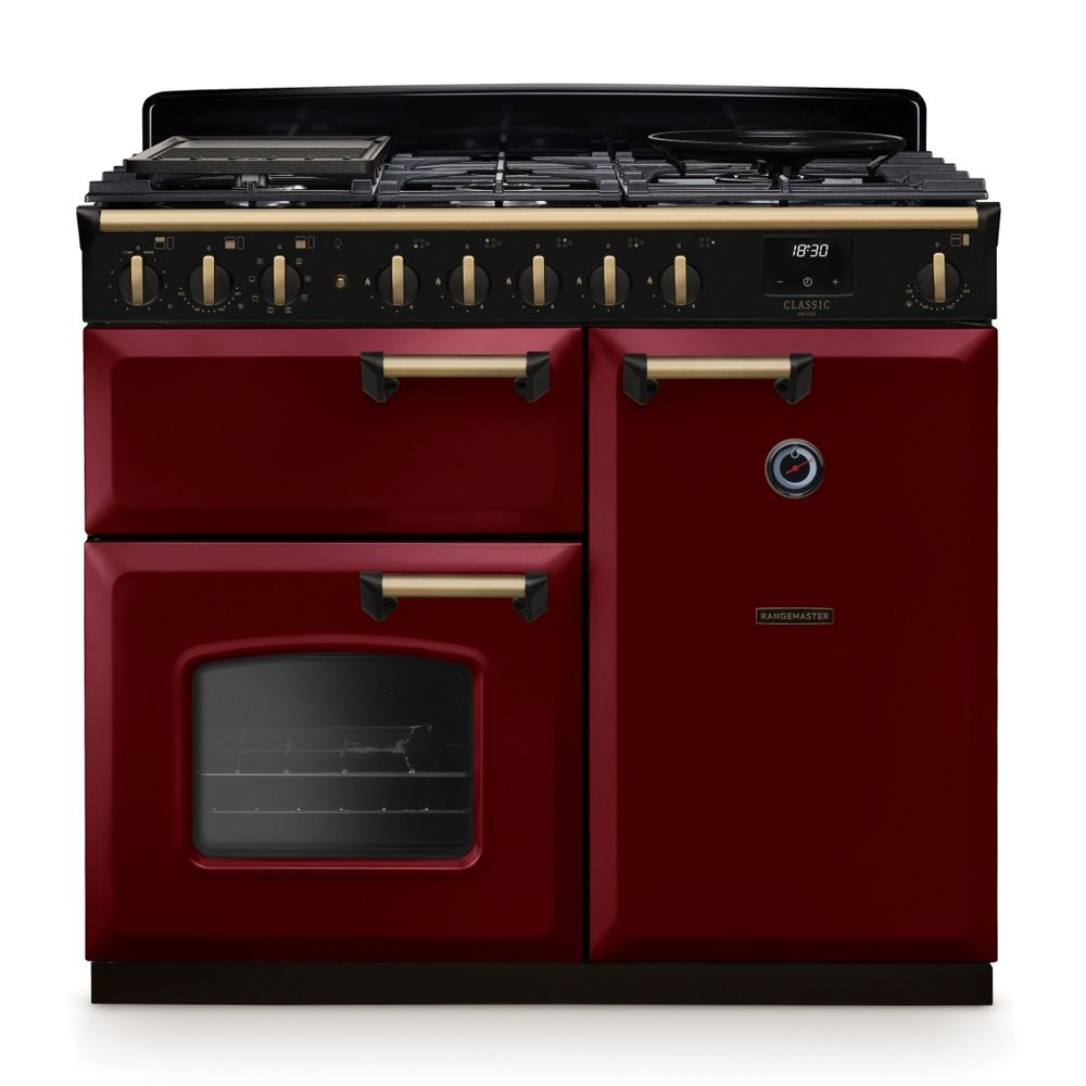 Classic Deluxe 100cm Dual Fuel Bordeaux Antique Brass
