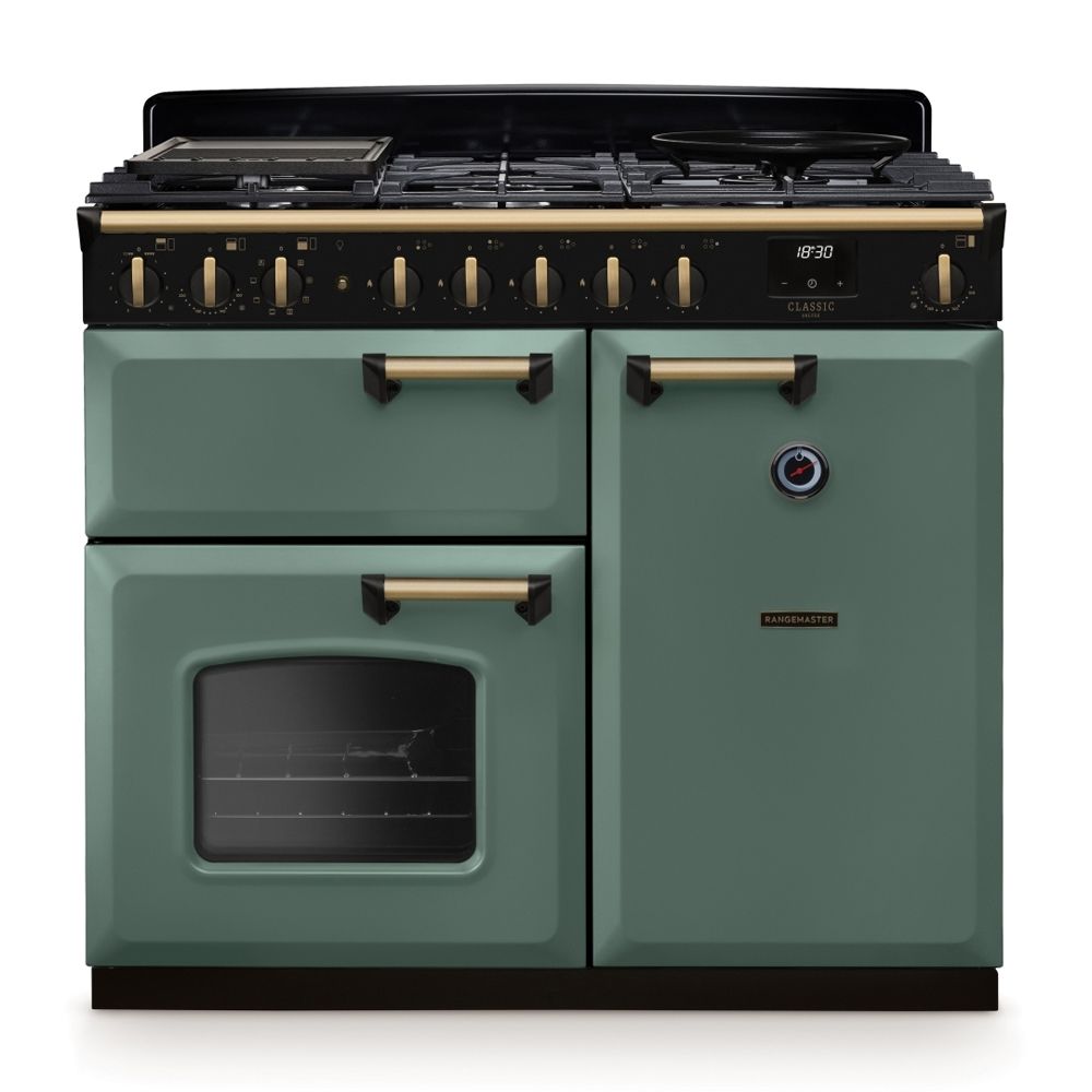 Classic Deluxe 100cm Dual Fuel Mineral Green Antique Brass