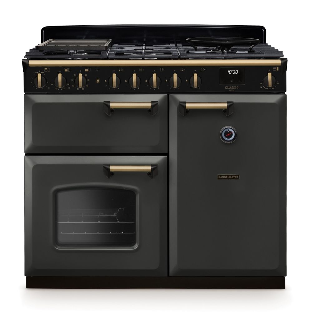 Classic Deluxe 100cm Dual Fuel Slate Antique Brass