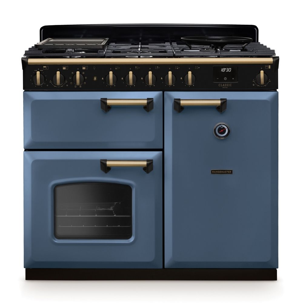 Classic Deluxe 100cm Dual Fuel Blue Antique Brass