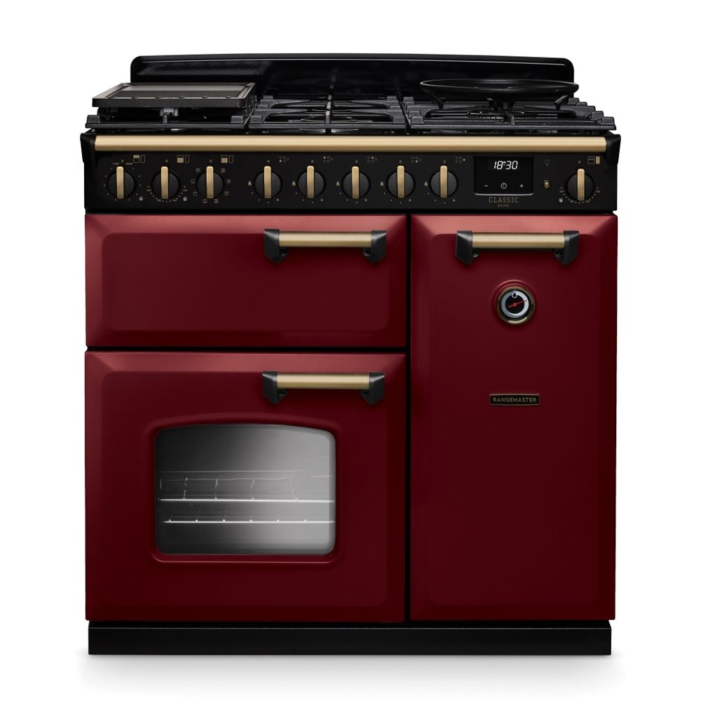 Classic Deluxe 90cm Dual Fuel Bordeaux Antique Brass