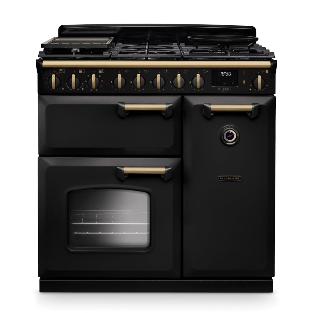 Classic Deluxe 90cm Dual Fuel Black Antique Brass