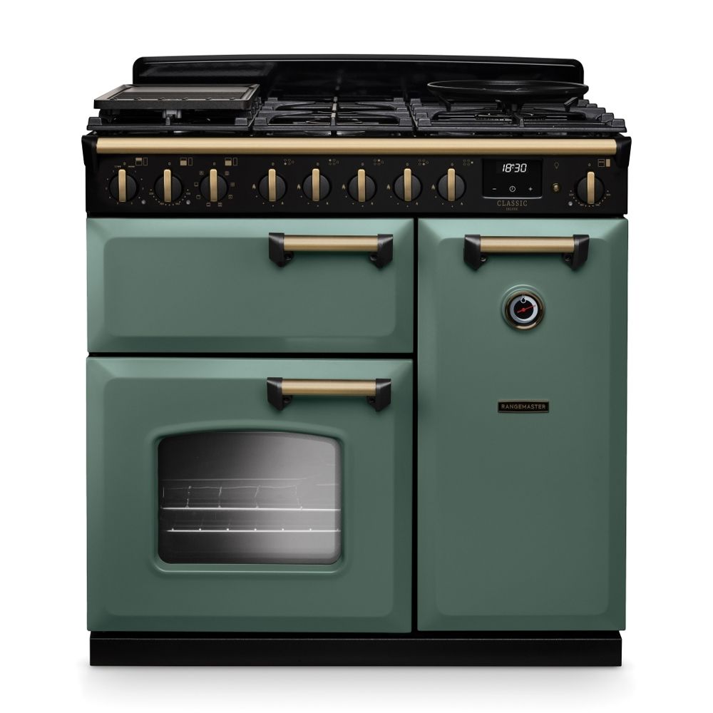 Classic Deluxe 90cm Dual Fuel Mineral Green Antique Brass