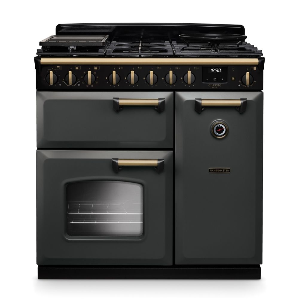 Classic Deluxe 90cm Dual Fuel Slate Antique Brass