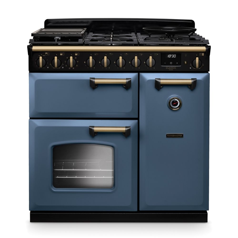 Classic Deluxe 90cm Dual Fuel Blue Antique Brass