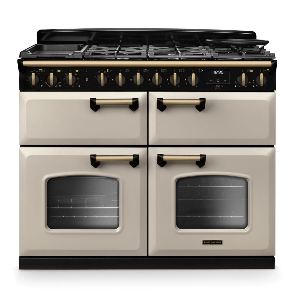 Classic Deluxe 110cm BC Dual Fuel Pale Cream Antique Brass