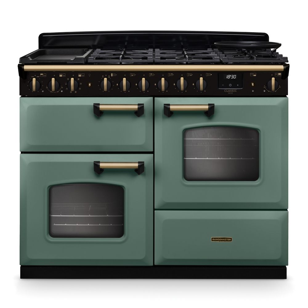 Classic Deluxe 110cm OC Dual Fuel Mineral Green Antique Brass